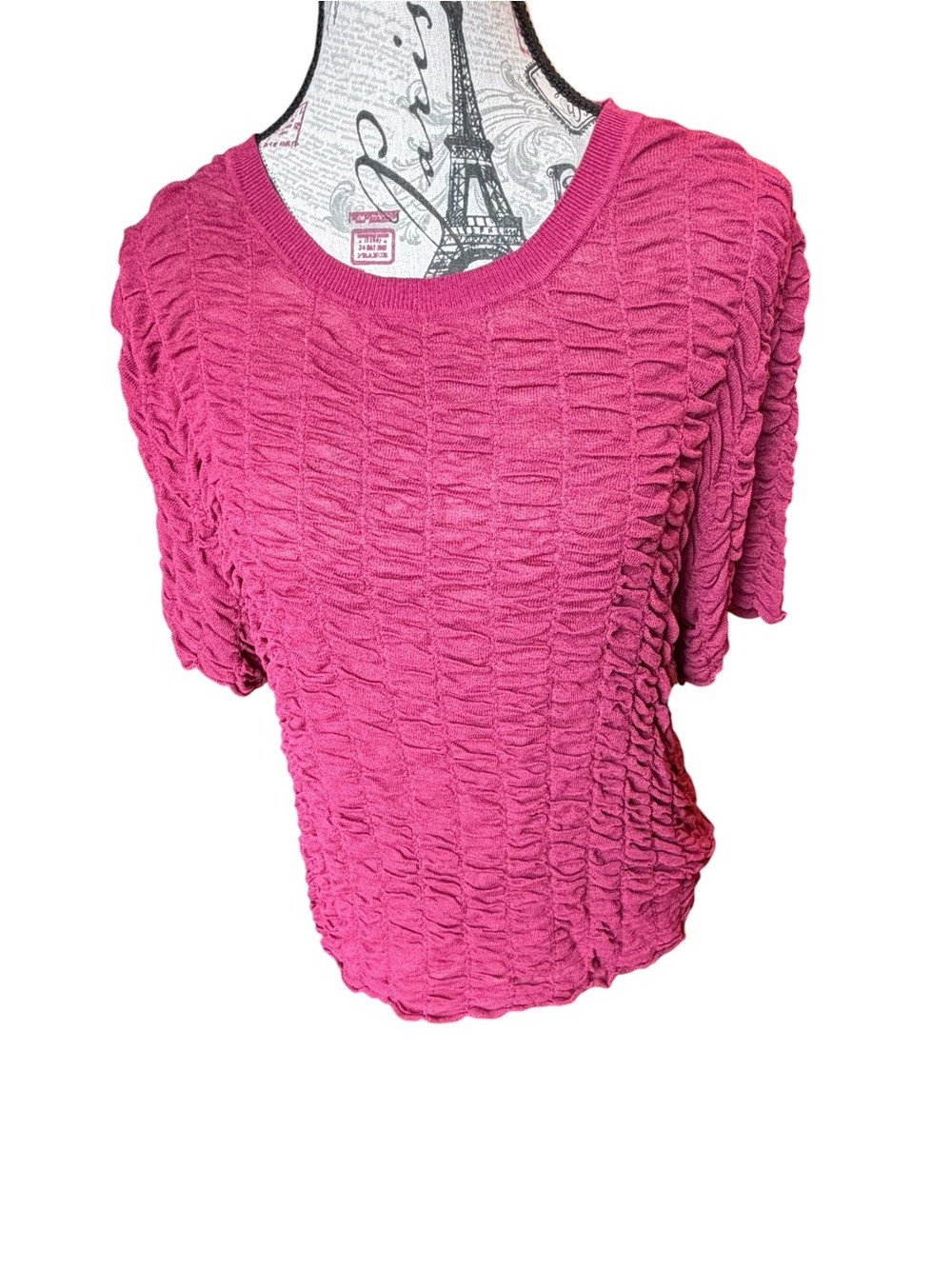 DKNY Wine Textured Short-Sleeve Knit Top